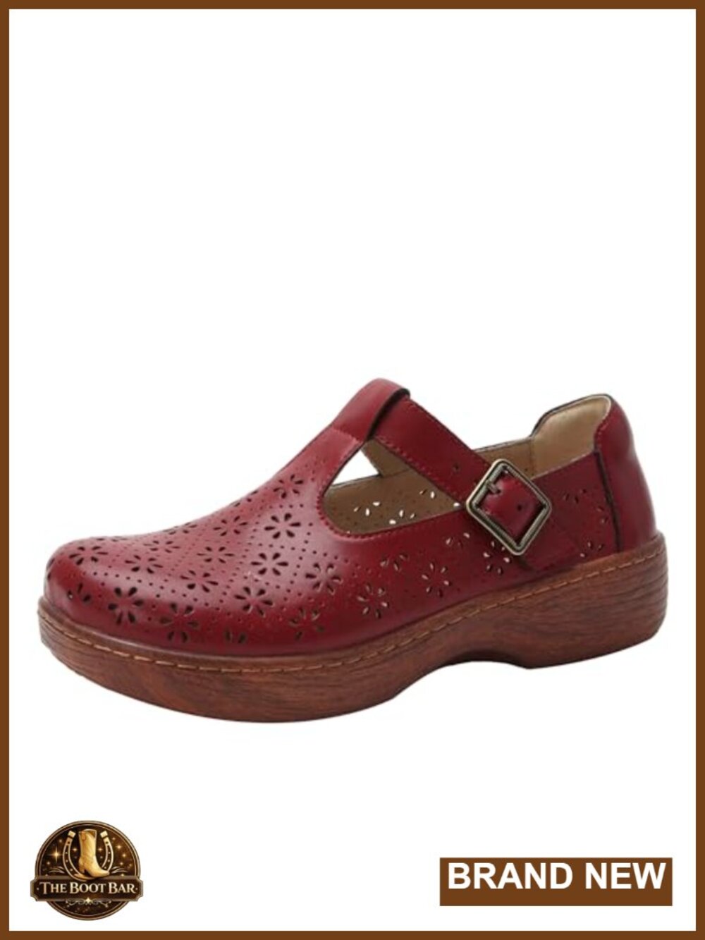 Alegria Leather T-Strap Mary Jane Orthopedic Flats Slip Resistant